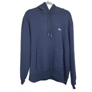 Lacoste Mens Classic Fit Hoodie Navy Blue Fleece Sweatshirt Size XXL Logo